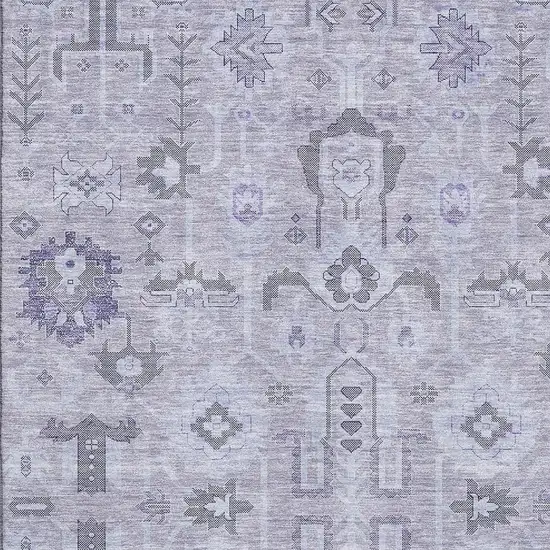 Lavender Gray And Ivory Oriental Washable Area Rug With UV Protection Photo 2
