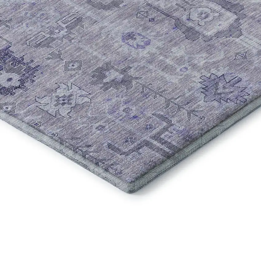 Lavender Gray And Ivory Oriental Washable Area Rug With UV Protection Photo 7