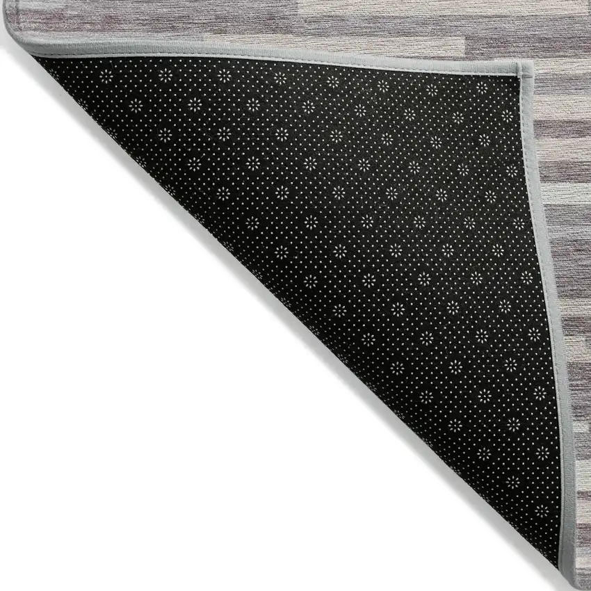 Lavender Gray And Ivory Striped Washable Indoor Outdoor Area Rug Photo 4