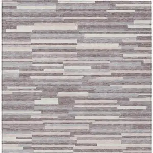 Photo of Lavender Gray And Ivory Striped Washable Indoor Outdoor Area Rug