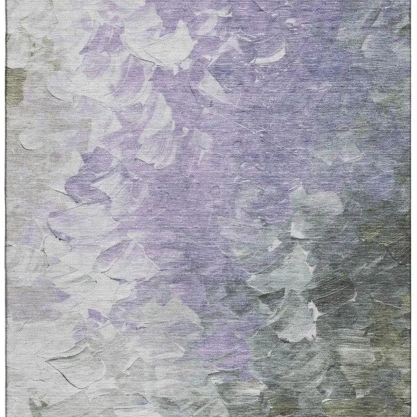 Lavender Gray And Silver Abstract Washable Area Rug With UV Protection Photo 2