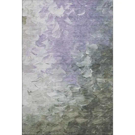 Lavender Gray And Silver Abstract Washable Area Rug With UV Protection Photo 1