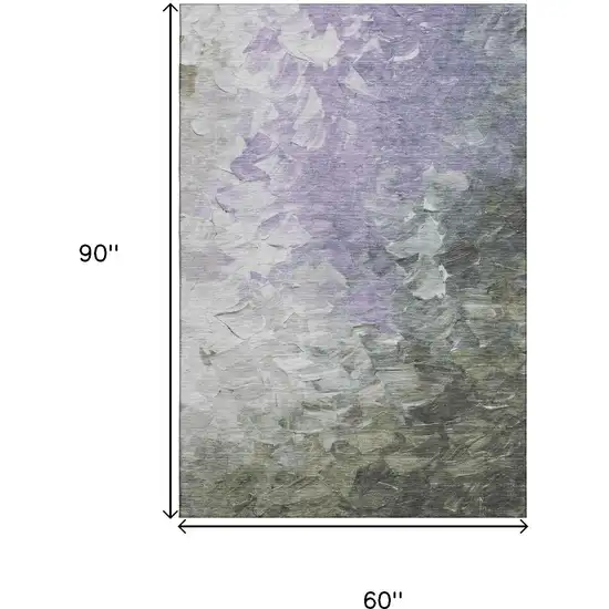 Lavender Gray And Silver Abstract Washable Area Rug With UV Protection Photo 9
