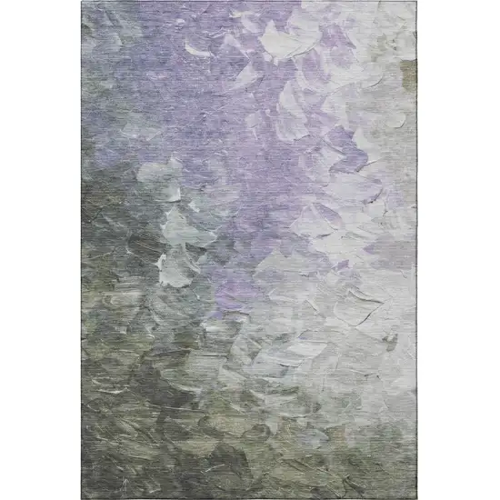 Lavender Gray And Silver Abstract Washable Area Rug With UV Protection Photo 2
