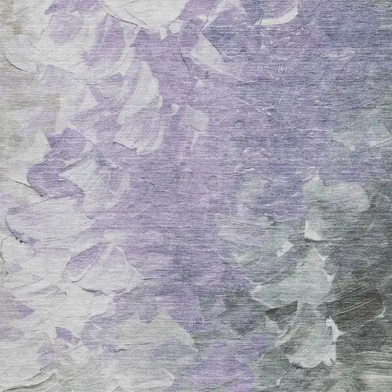Lavender Gray And Silver Abstract Washable Area Rug With UV Protection Photo 2