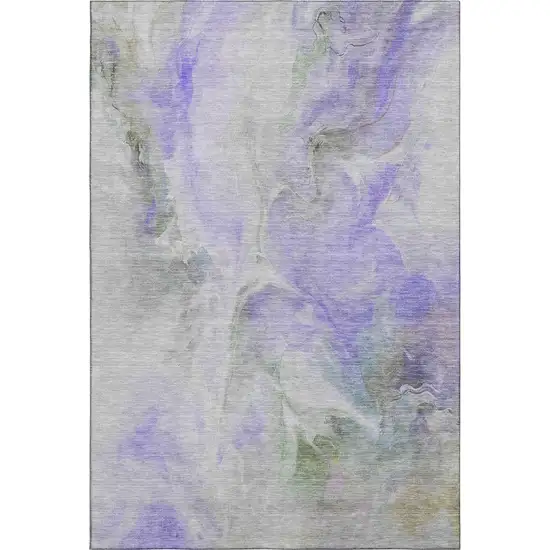 Lavender Gray And Silver Abstract Washable Area Rug With UV Protection Photo 5