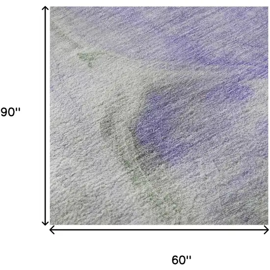 Lavender Gray And Silver Abstract Washable Area Rug With UV Protection Photo 8
