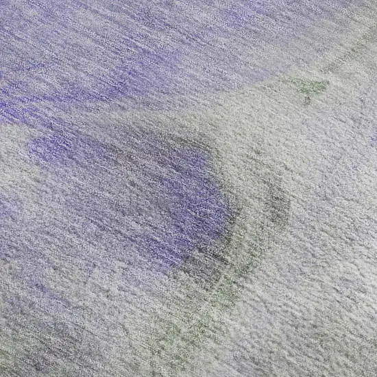 Lavender Gray And Silver Abstract Washable Area Rug With UV Protection Photo 2