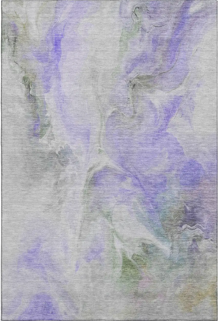 Lavender Gray And Silver Abstract Washable Area Rug With UV Protection Photo 4