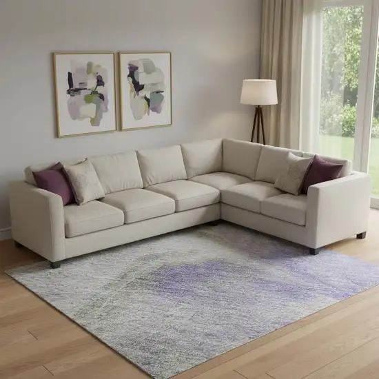 Lavender Gray And Silver Abstract Washable Area Rug With UV Protection Photo 2