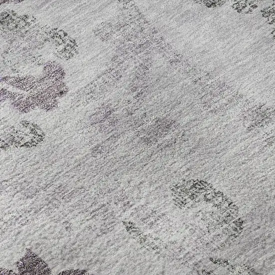 Lavender Gray And Silver Floral Washable Area Rug With UV Protection Photo 9