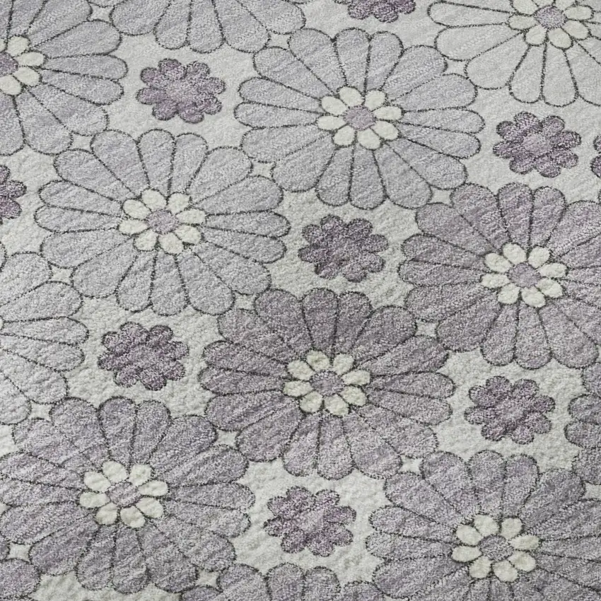 Lavender Gray And Silver Geometric Washable Area Rug With UV Protection Photo 9