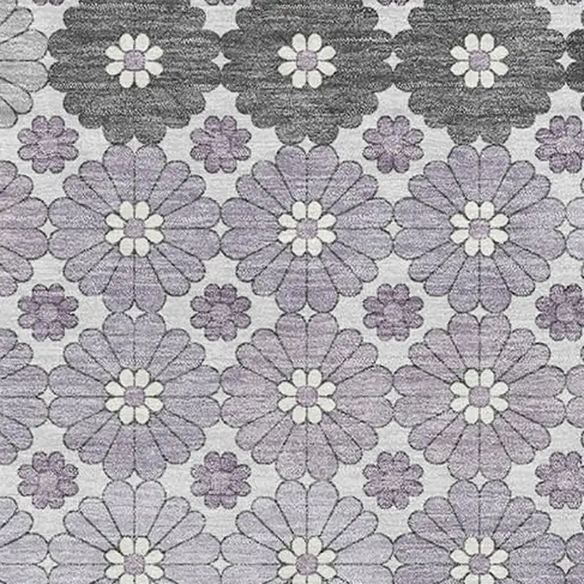 Lavender Gray And Silver Geometric Washable Area Rug With UV Protection Photo 2
