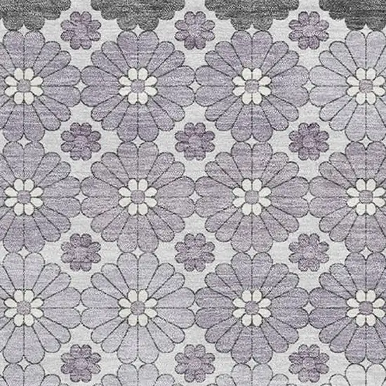 Lavender Gray And Silver Geometric Washable Area Rug With UV Protection Photo 2