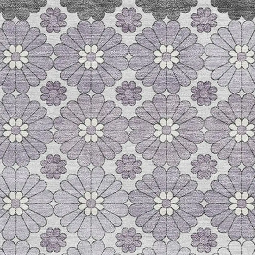 Lavender Gray And Silver Geometric Washable Area Rug With UV Protection Photo 2