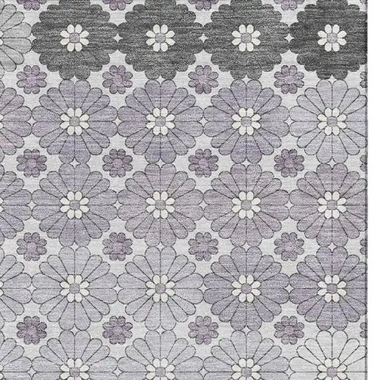 Lavender Gray And Silver Geometric Washable Area Rug With UV Protection Photo 4