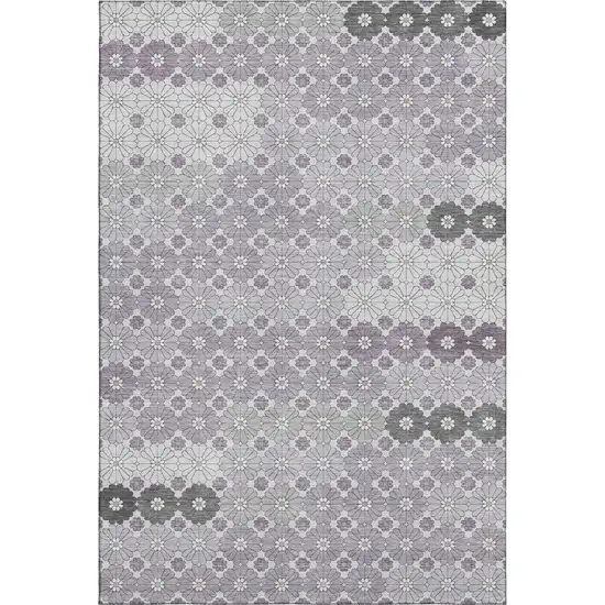 Lavender Gray And Silver Geometric Washable Area Rug With UV Protection Photo 1