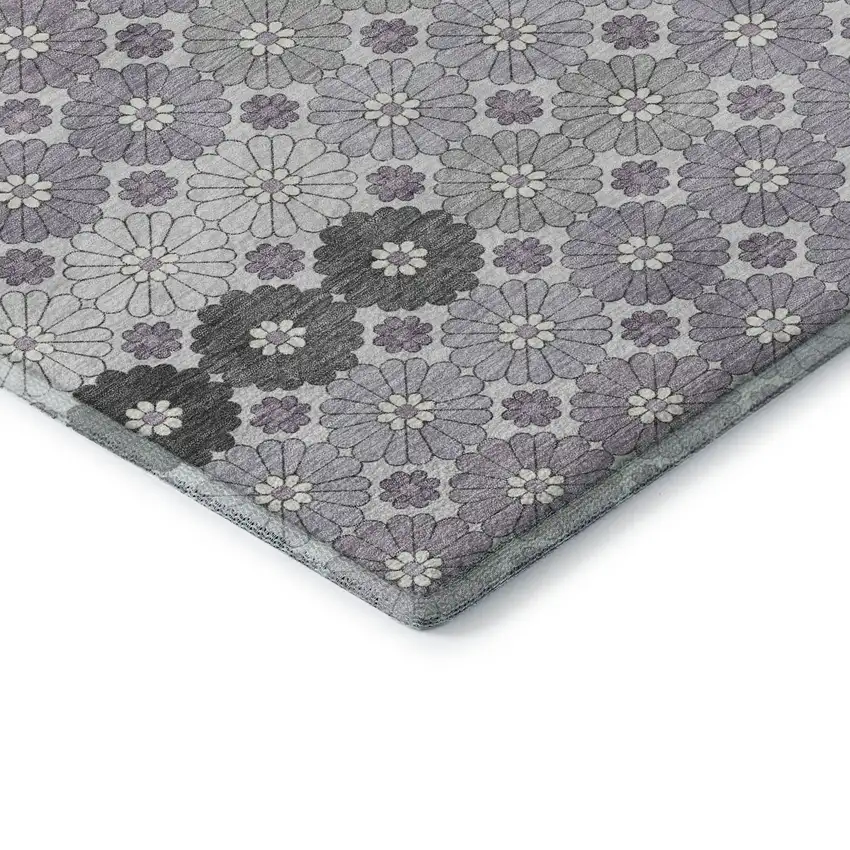 Lavender Gray And Silver Geometric Washable Area Rug With UV Protection Photo 7