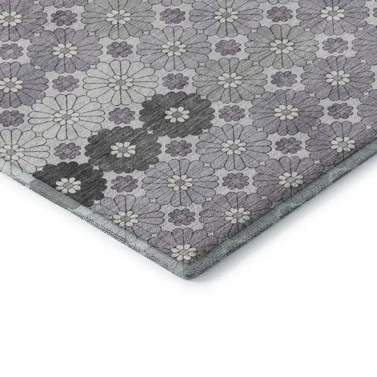 Lavender Gray And Silver Geometric Washable Area Rug With UV Protection Photo 7