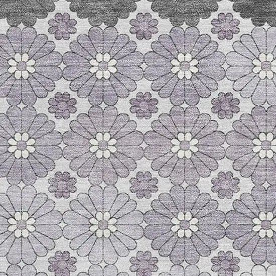Lavender Gray And Silver Geometric Washable Area Rug With UV Protection Photo 2