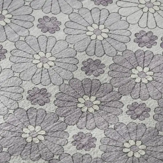 Lavender Gray And Silver Geometric Washable Area Rug With UV Protection Photo 9