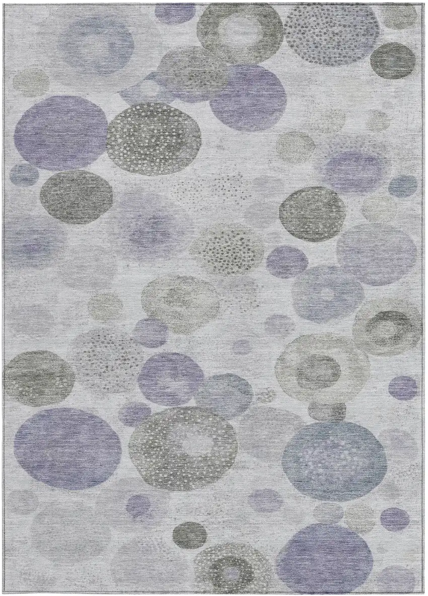 Lavender Gray And Silver Geometric Washable Indoor Outdoor Area Rug Photo 1
