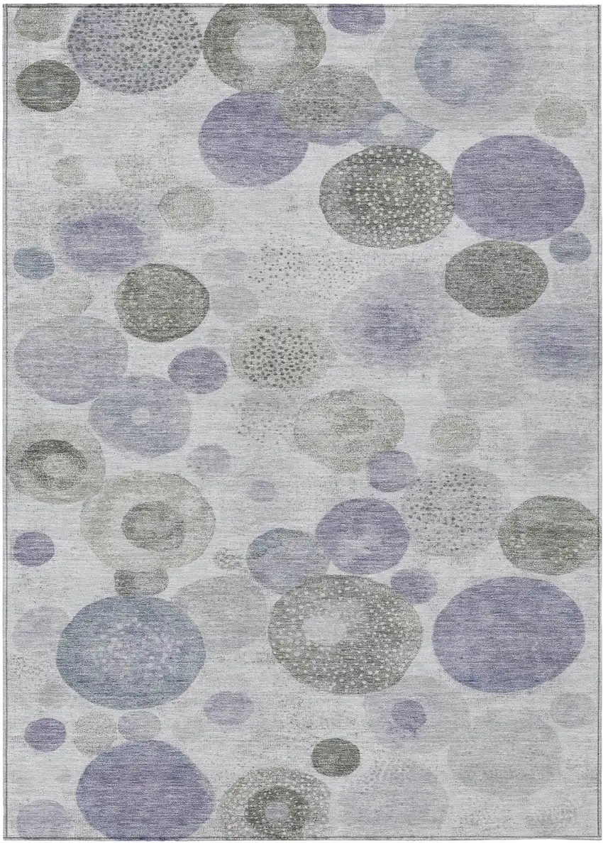 Lavender Gray And Silver Geometric Washable Indoor Outdoor Area Rug Photo 1