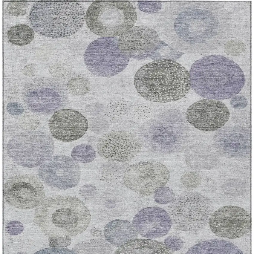 Lavender Gray And Silver Geometric Washable Indoor Outdoor Area Rug Photo 9