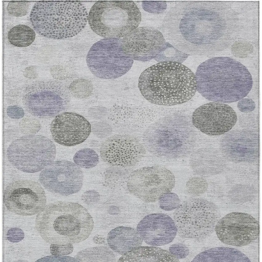 Lavender Gray And Silver Geometric Washable Indoor Outdoor Area Rug Photo 4