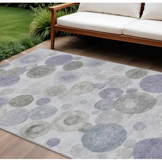Lavender Gray And Silver Geometric Washable Indoor Outdoor Area Rug Photo 2
