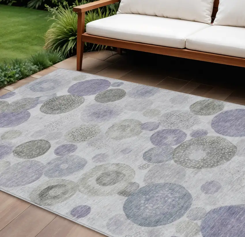 Lavender Gray And Silver Geometric Washable Indoor Outdoor Area Rug Photo 2