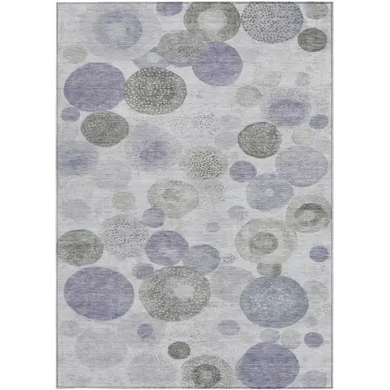 Lavender Gray And Silver Geometric Washable Indoor Outdoor Area Rug Photo 1