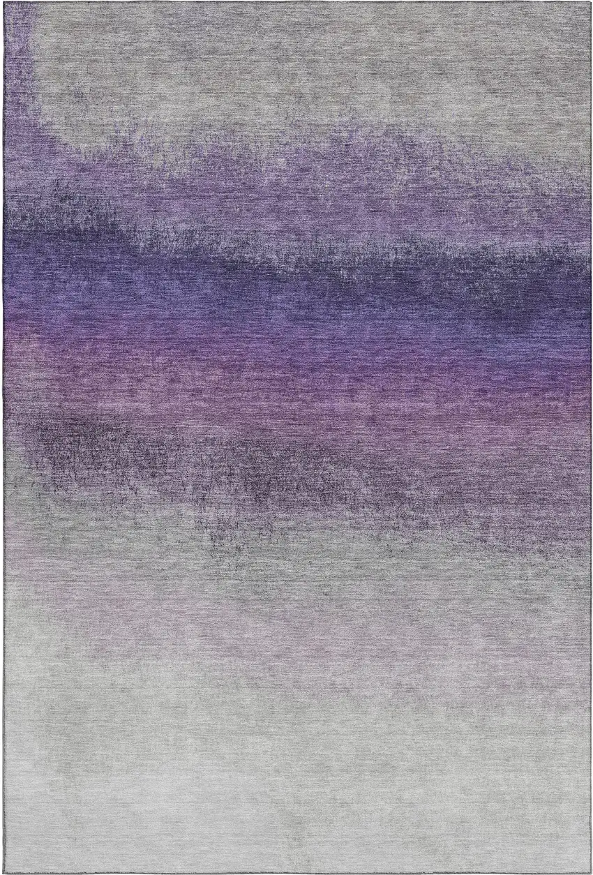Lavender Gray And Silver Ombre Washable Area Rug With UV Protection Photo 1