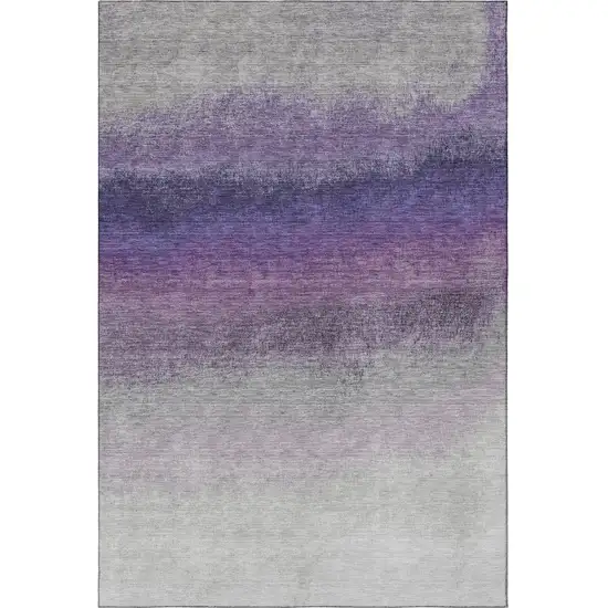 Lavender Gray And Silver Ombre Washable Area Rug With UV Protection Photo 4