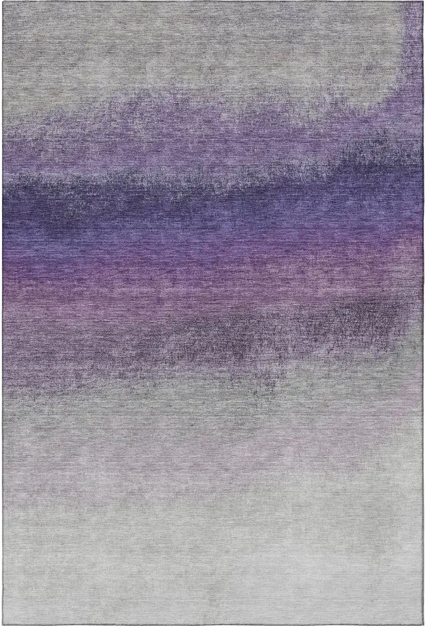 Lavender Gray And Silver Ombre Washable Area Rug With UV Protection Photo 4