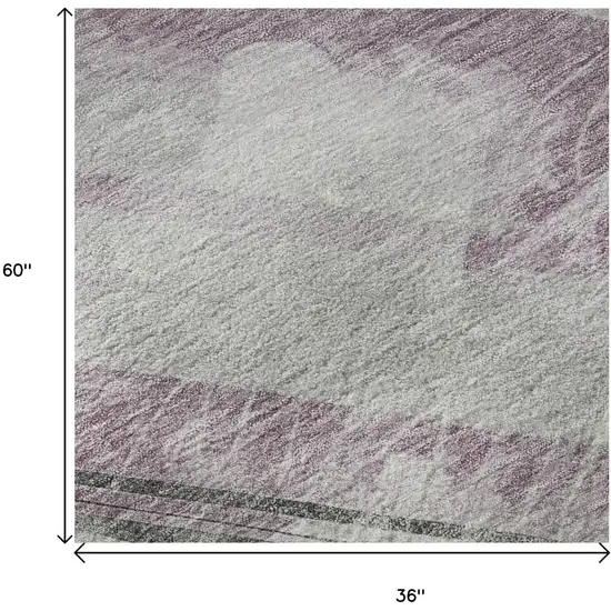 Lavender Gray And Silver Striped Washable Area Rug With UV Protection Photo 9