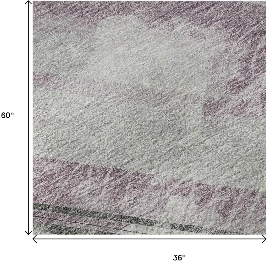 Lavender Gray And Silver Striped Washable Area Rug With UV Protection Photo 9