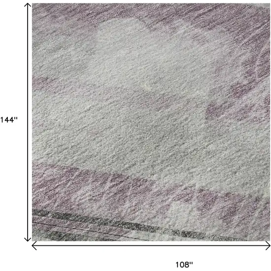 Lavender Gray And Silver Striped Washable Area Rug With UV Protection Photo 8