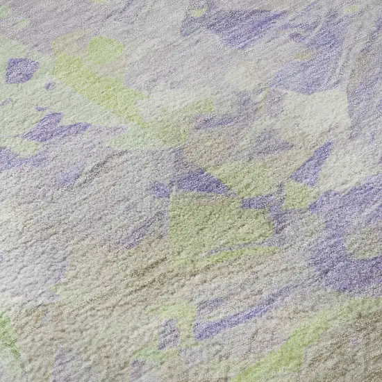 Lavender Green And Beige Abstract Washable Area Rug With UV Protection Photo 9