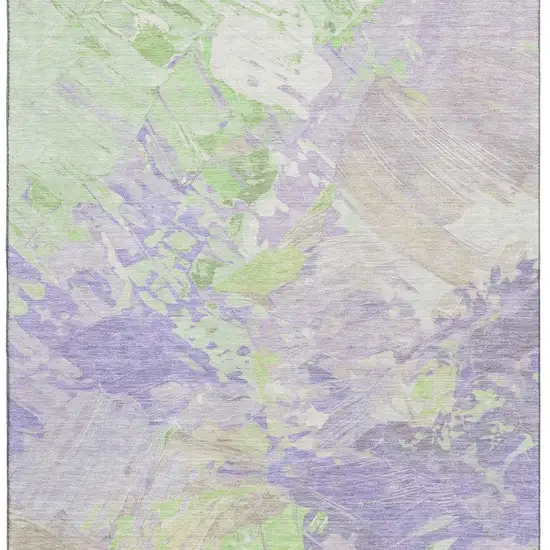 Lavender Green And Beige Abstract Washable Area Rug With UV Protection Photo 3