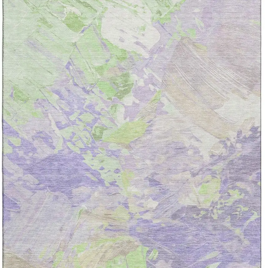 Lavender Green And Beige Abstract Washable Area Rug With UV Protection Photo 3