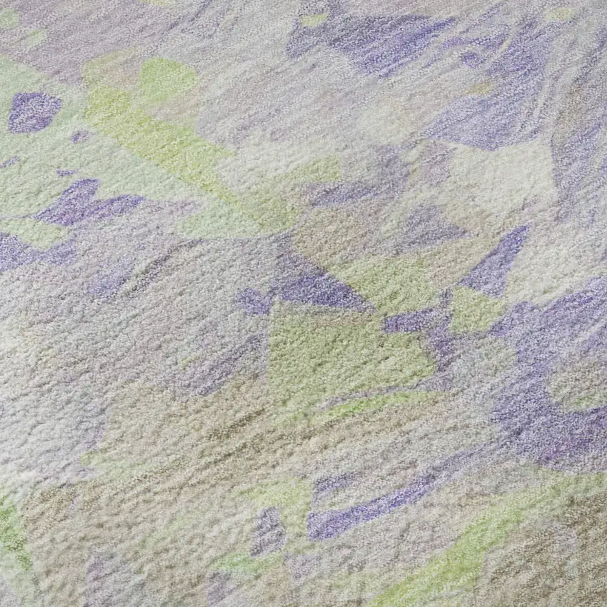 Lavender Green And Beige Abstract Washable Area Rug With UV Protection Photo 9