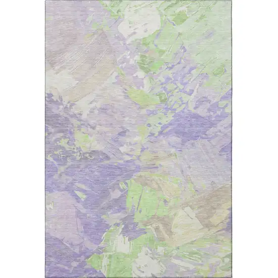 Lavender Green And Beige Abstract Washable Area Rug With UV Protection Photo 3