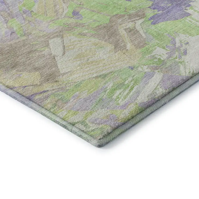 Lavender Green And Beige Abstract Washable Area Rug With UV Protection Photo 7