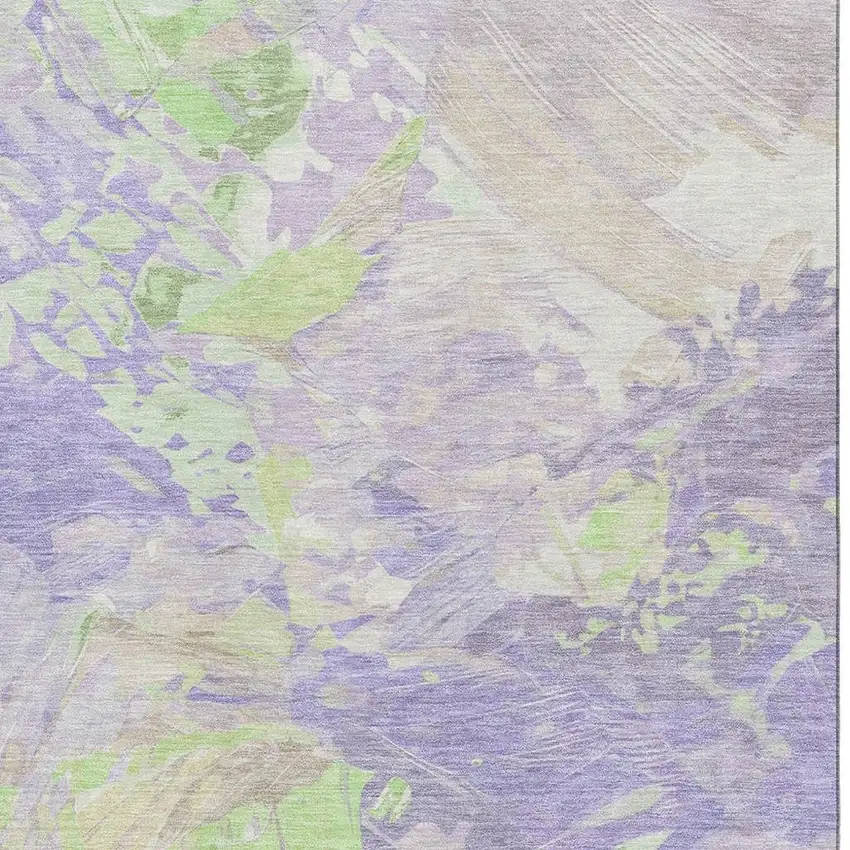 Lavender Green And Beige Abstract Washable Area Rug With UV Protection Photo 2