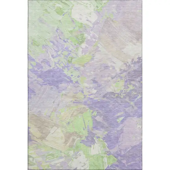 Lavender Green And Beige Abstract Washable Area Rug With UV Protection Photo 1