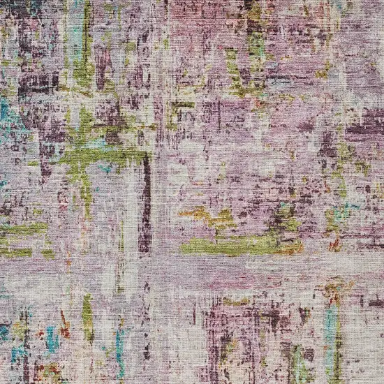 Lavender Green And Blue Abstract Washable Indoor Outdoor Area Rug Photo 7