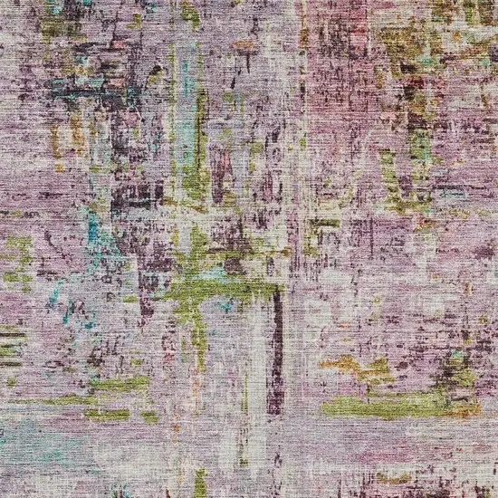 Lavender Green And Blue Abstract Washable Indoor Outdoor Area Rug Photo 7