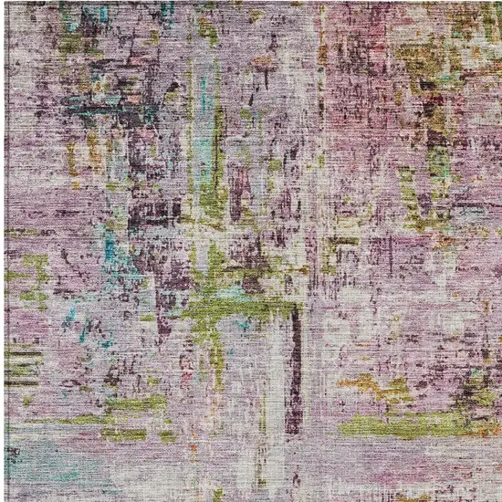 Lavender Green And Blue Abstract Washable Indoor Outdoor Area Rug Photo 7