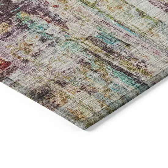Lavender Green And Blue Abstract Washable Indoor Outdoor Area Rug Photo 5